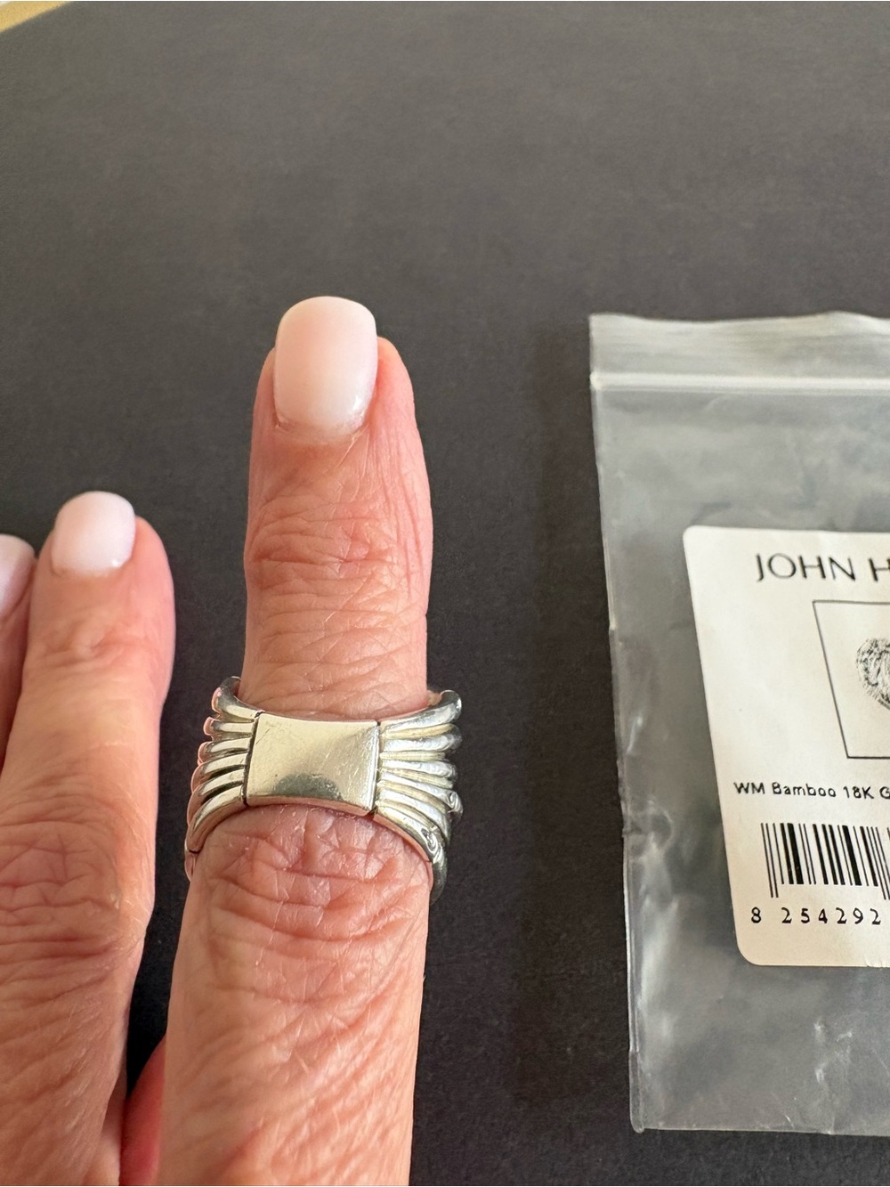 John Hardy Two-Tone 18kGold and Silver Bamboo Ring - Picture 6 of 8
